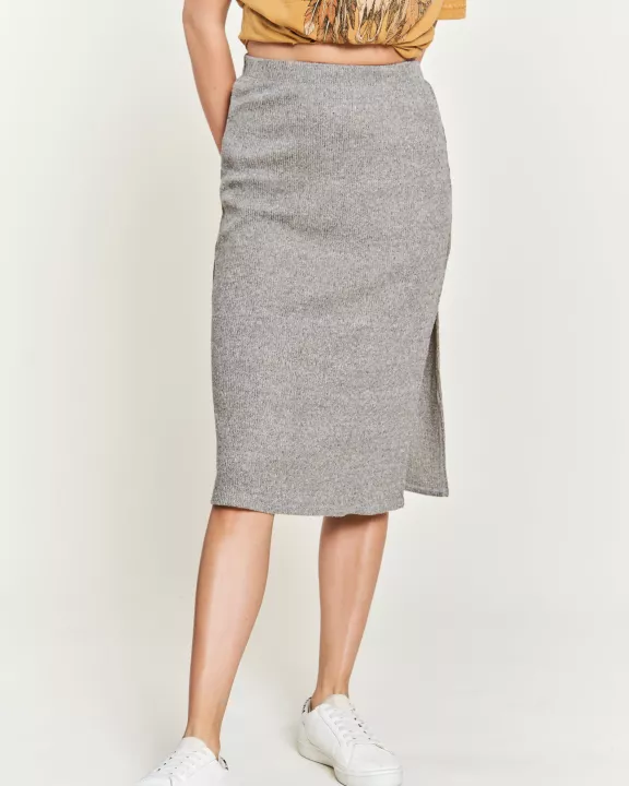 PLUS SZIE MID-LENGTH SKIRT WITH ELASTIC WAIST BAND