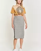 PLUS SZIE MID-LENGTH SKIRT WITH ELASTIC WAIST BAND