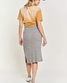 PLUS SZIE MID-LENGTH SKIRT WITH ELASTIC WAIST BAND