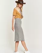 PLUS SZIE MID-LENGTH SKIRT WITH ELASTIC WAIST BAND