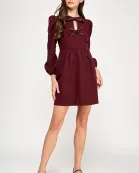 RD-4137-6 EMBELLISHED BOW MINI DRESS-WINE