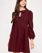 RD-4137-6 EMBELLISHED BOW MINI DRESS-WINE