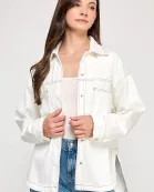 RJ-4109-6 OVERSIZED DENIM SHACKET-IVORY