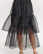 KS-1760-6 TWO TIERED ORGANZA SKIRT-BLACK
