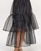 KS-1760-6 TWO TIERED ORGANZA SKIRT-BLACK