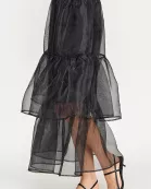 KS-1760-6 TWO TIERED ORGANZA SKIRT-BLACK