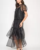 KT-1747-6 ORGANZA PUFF SLEEVE TOP-BLACK