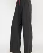TP-10338-6 CONTRAST WAISTBAND PANTS-CHARCOAL CHERRY