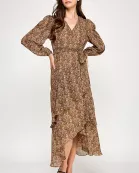 TD-10517-6 WRAP HIGHLOW PAISLEY DRESS-MOCHA MULTI