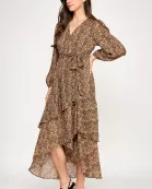 TD-10517-6 WRAP HIGHLOW PAISLEY DRESS-MOCHA MULTI