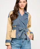 TJ-10456-6 DUO COLOR TRENCH JACKET-DENIM
