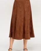 TS-10501-6 A-LINE SUEDE MIDI SKIRT-BROWN