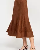 TS-10501-6 A-LINE SUEDE MIDI SKIRT-BROWN