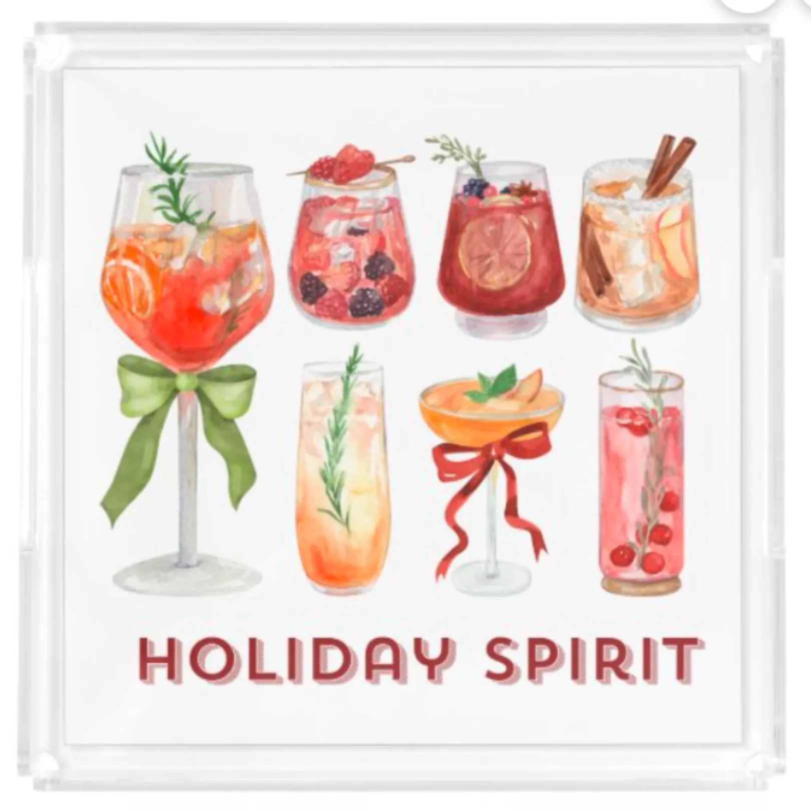 ART ONLY Acrylic Serving Tray - HOLIDAY COLLECTION - Holiday Spirit