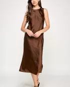 RD-4184-6 BACK KEYHOLE SLIP-ON MIDI DRESS-COCOA