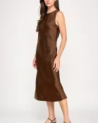 RD-4184-6 BACK KEYHOLE SLIP-ON MIDI DRESS-COCOA