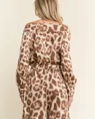 LEOPARD PRINT TERRY OFF SHOULDER JUMPSUIT