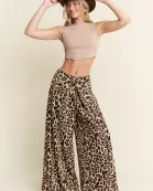 LEOPARD PRINT PLEATED PANTS