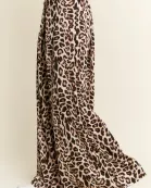 PLUS SIZE LEOPARD PRINT PLEATED PANTS