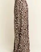 PLUS SIZE LEOPARD PRINT PLEATED PANTS