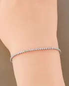 3mm Square Cubic-Zirconia 7-Inch Brass Tennis Bracelet