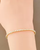 2mm Square Cubic-Zirconia 7-Inch Brass Tennis Bracelet
