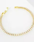 2mm Square Cubic-Zirconia 7-Inch Brass Tennis Bracelet