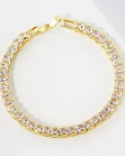 4mm Square Cubic-Zirconia 7-Inch Brass Tennis Bracelet