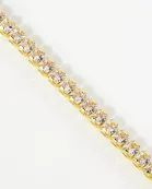 4mm Square Cubic-Zirconia 7-Inch Brass Tennis Bracelet