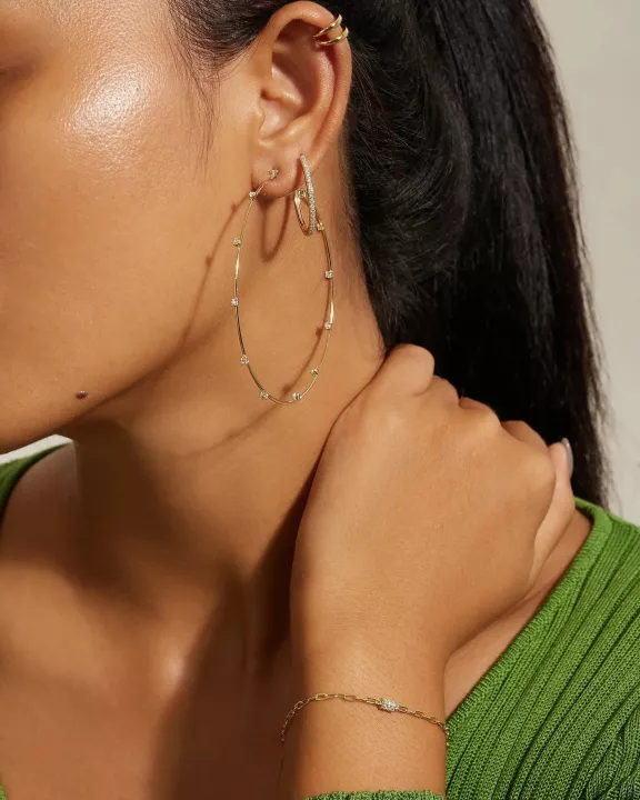 Medium CZ Huggie Hoop Earrings