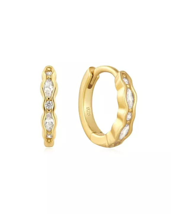 Multi Shaped CZ Channel Huggie Hoops