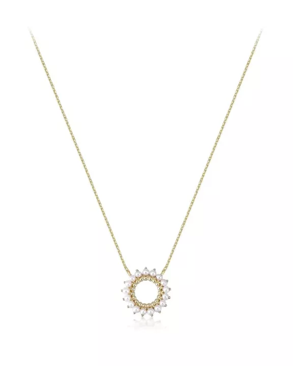 Open Center Multi Pearl Pendant Necklace