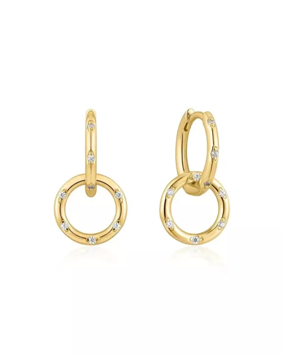 CZ Huggie Hoops With Circle Drop
