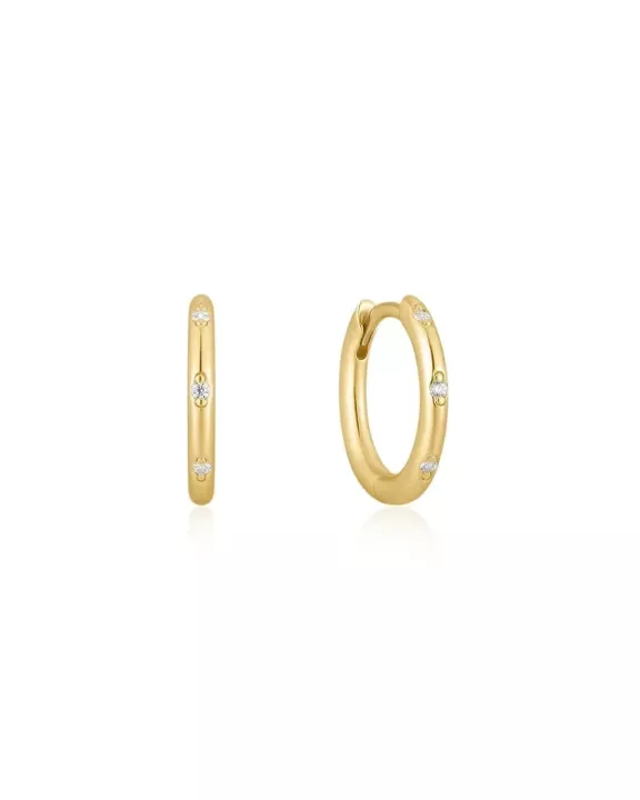Thin CZ Studded Huggie Hoops