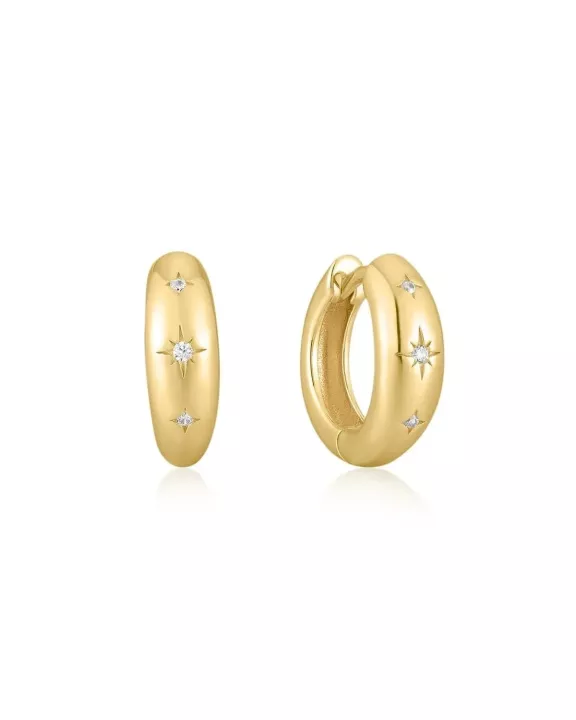 8.5mm Chunky CZ Galaxy Huggie Hoops