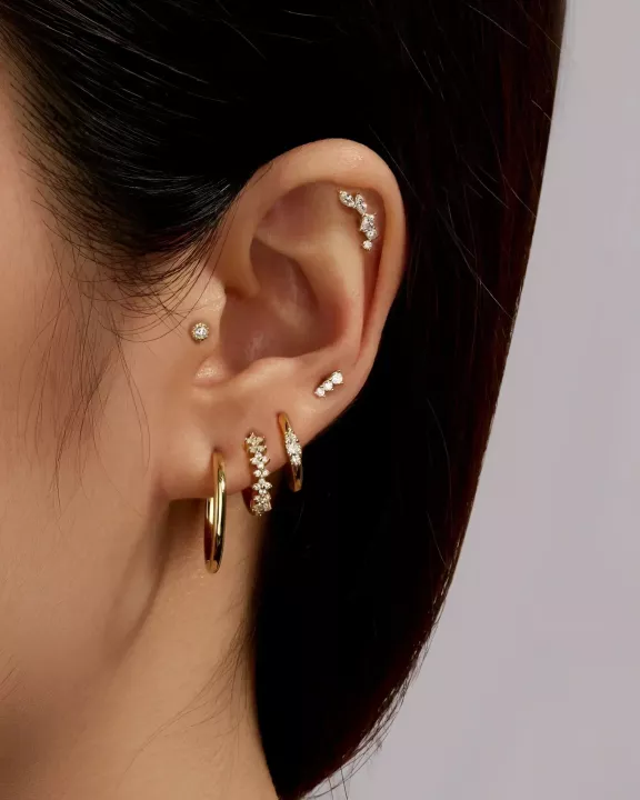 Triple CZ Stone Earrings