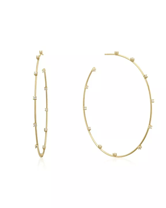 CZ Studded Thin Oversized Hoops