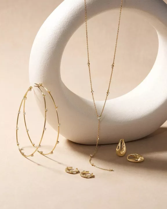 CZ Studded Thin Oversized Hoops