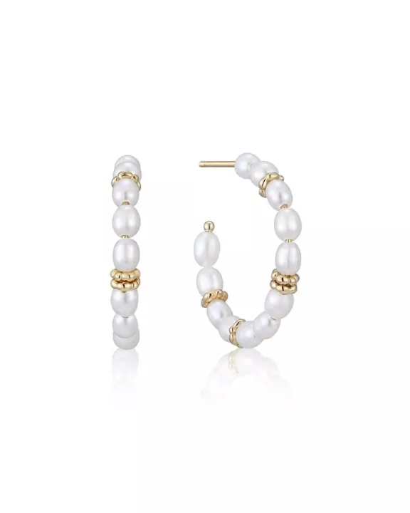 Pearl Beaded Huggie Hoops