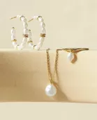 Pearl Beaded Huggie Hoops