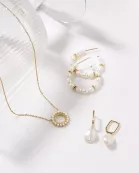 Pearl Beaded Huggie Hoops