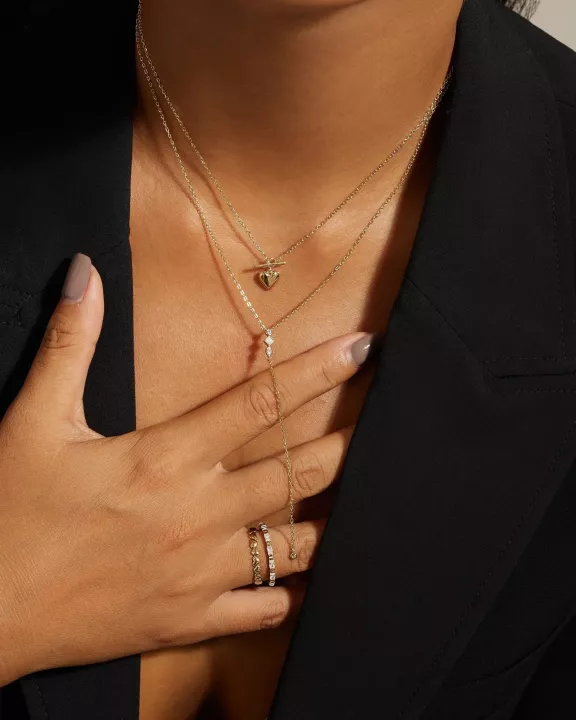 Micro Heart Toggle Pendant Necklace