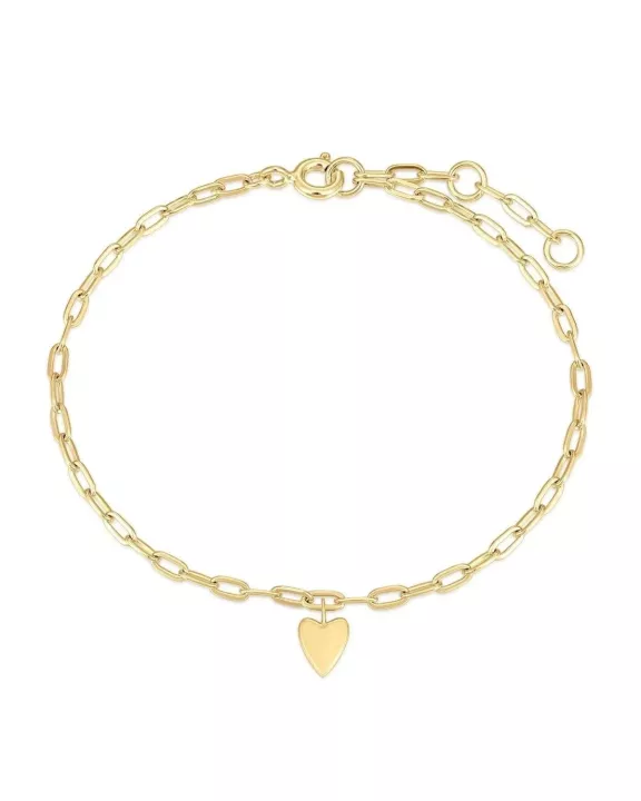 Micro Heart Charm Paperclip Bracelet