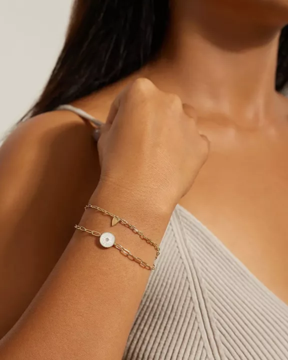 Micro Heart Charm Paperclip Bracelet