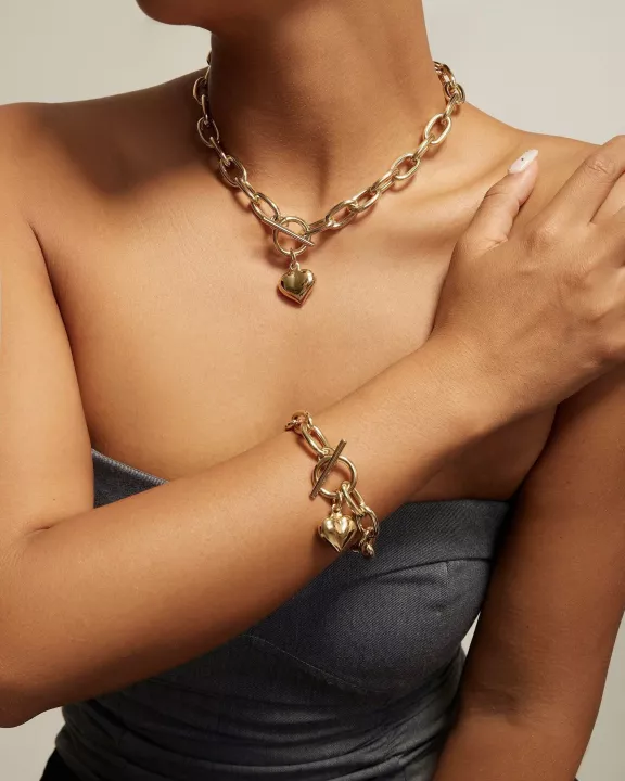 Alana Puffy Heart Charm Bracelet