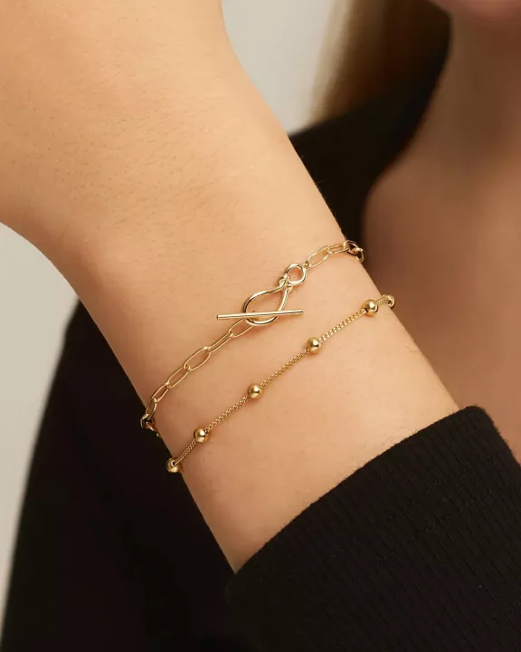 Knot Toggle & Paperclip Chain Bracelet