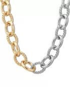Two Toned Xl Alternating Twisted Link Toggle Necklace