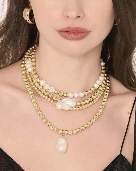 Poppy Horizontal Pearl & Bead Necklace