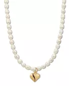 Pearl & Puffy Heart Pendant Necklace