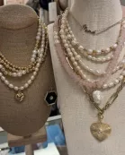 Pearl & Puffy Heart Pendant Necklace